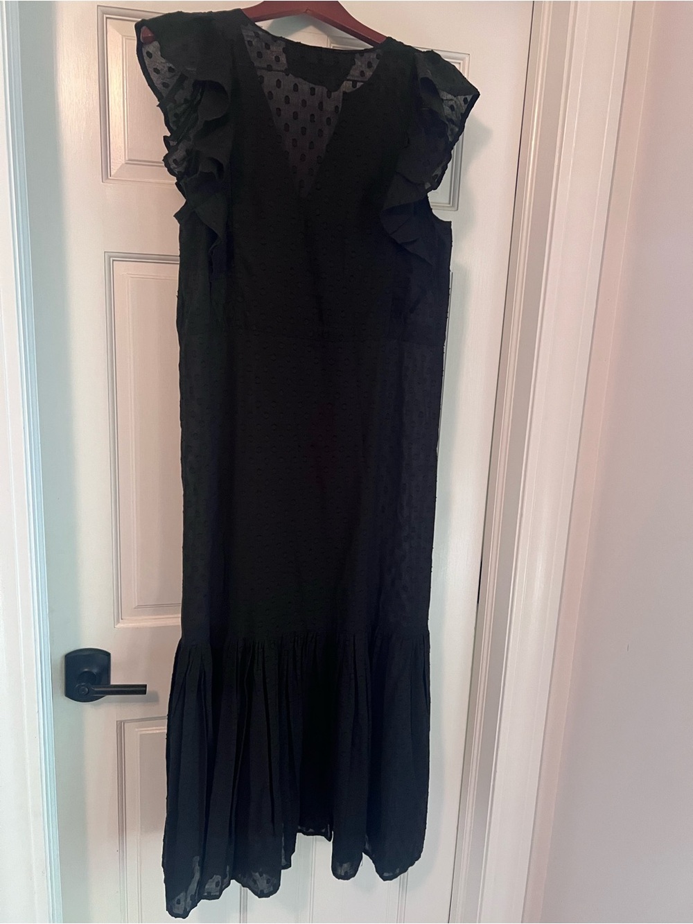 Emerson Fry India Collection Surya Swiss Dot Black Maxi Dress Size Small. - Picture 6 of 11